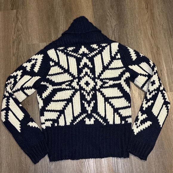 American Eagle Chunky Cardigan Women's Large Shawl Collar Snowflake Vintage Y2K - Picture 2 of 10